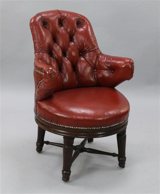 A George IV mahogany desk chair, H.3ft 4in.